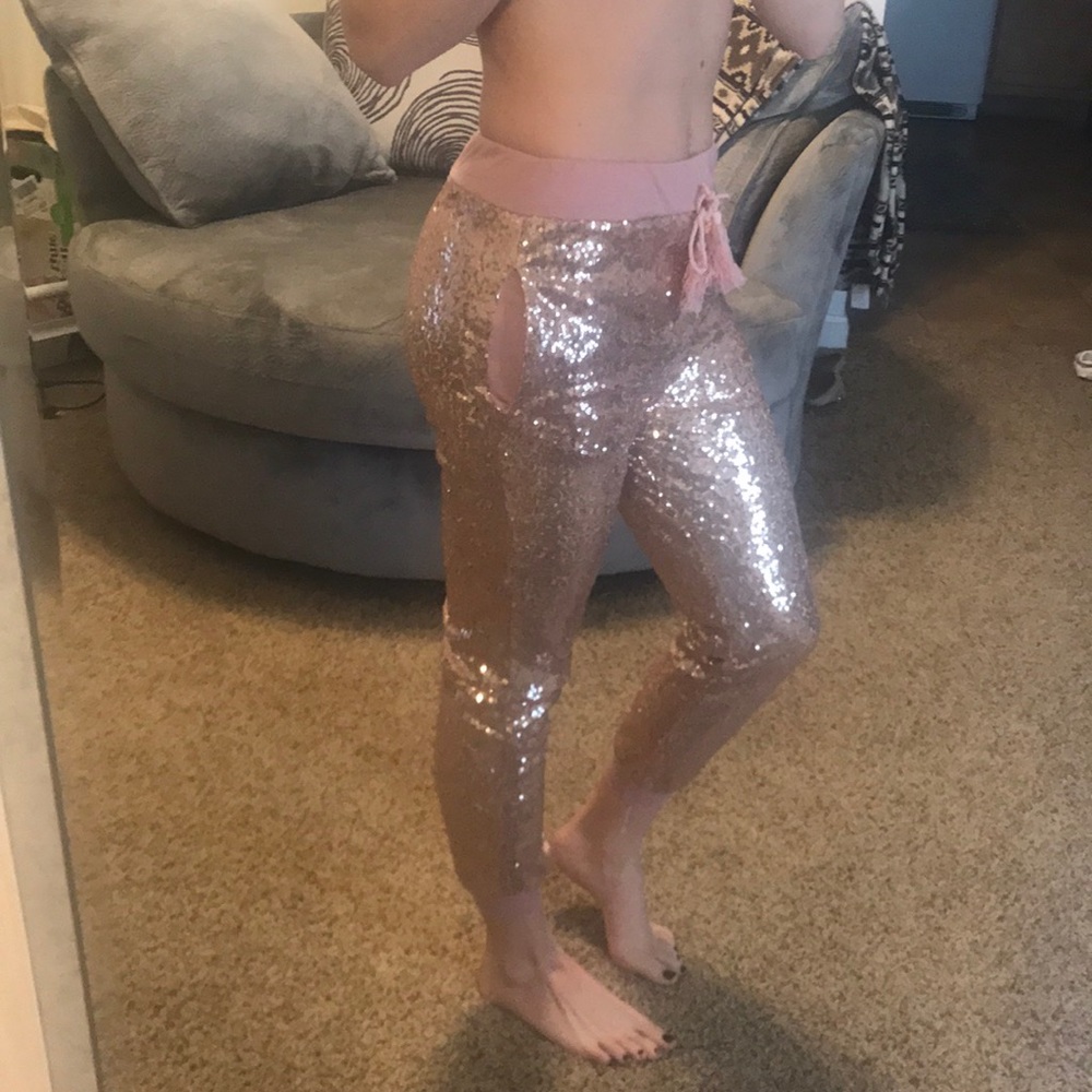 Sparkly pink joggers